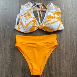 Aerie shade and shore Orange Tie-Dye Bikini Set
